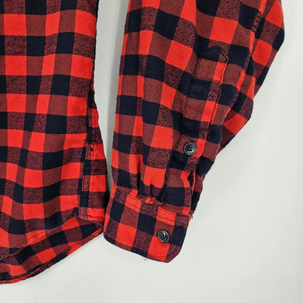J Crew Shirt Mens XL Red Black Flannel Check Long Sleeve Button Up‎ Casual